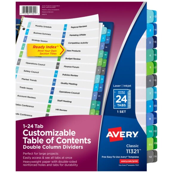 AVERY 11321 Ready Index 24 Tab Double Column Binder Dividers - 2 SETS | NWT - Picture 4 of 9